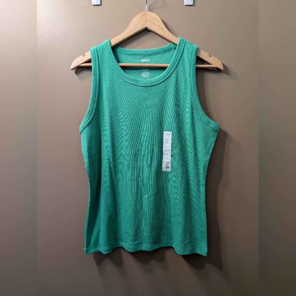 Sonoma Ribbed Tank Top in Teal Green